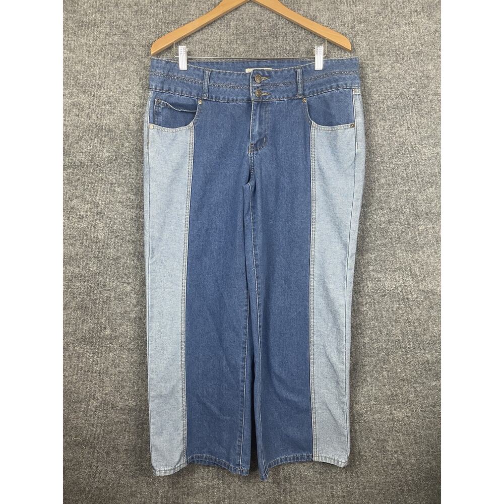 GOGO Jeans Size 15/32 Double Button 5-pockets Two Tone Color Wide Leg